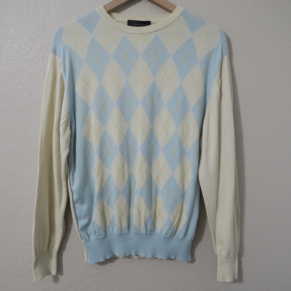Toscano Sweater Argyle‎ Lightweight Pullover Academia Preppy Layering Piece - Picture 9 of 9